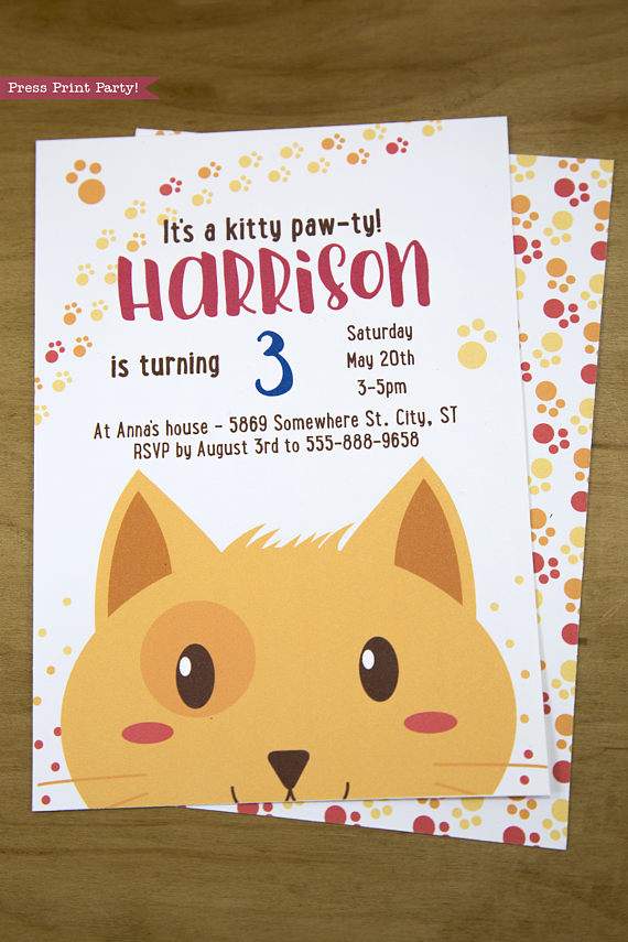 Cat Themed Party Printable Set, Boy Tabby - Image 3