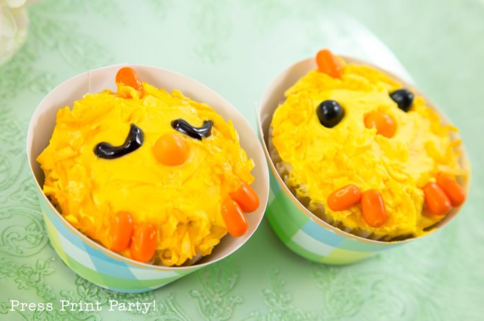 Cute LIttle Chicks Easter Cupcakes Easy DIY - By Press Print Party!