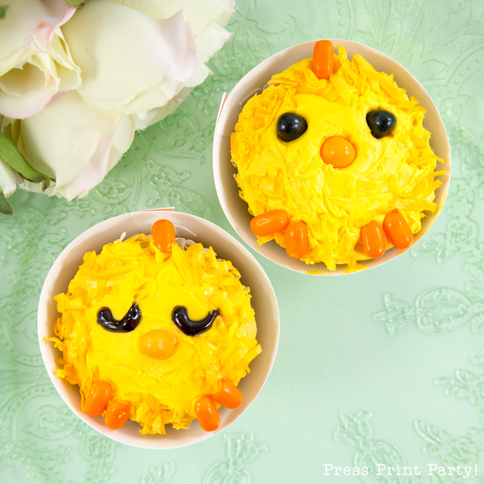 Cute LIttle Chicks Easter Cupcakes Easy DIY - By Press Print Party!