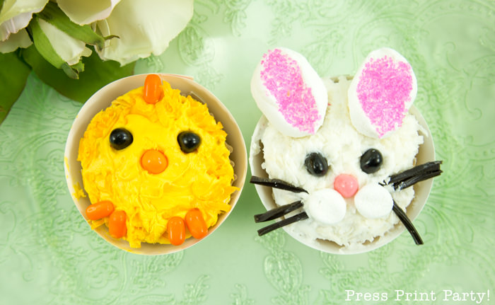 DIY Easter Bunny and chicks Cupcake decoration ideas - Press Print Party!