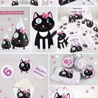 Cat Themed Party Printable Set, Boy Tabby - Press Print Party