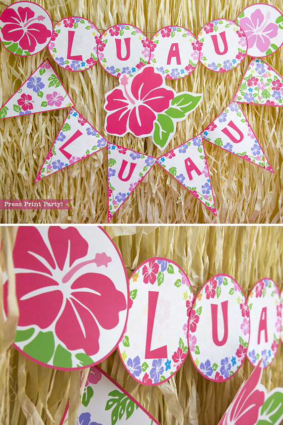 Luau Party Banner Printable Press Print Party