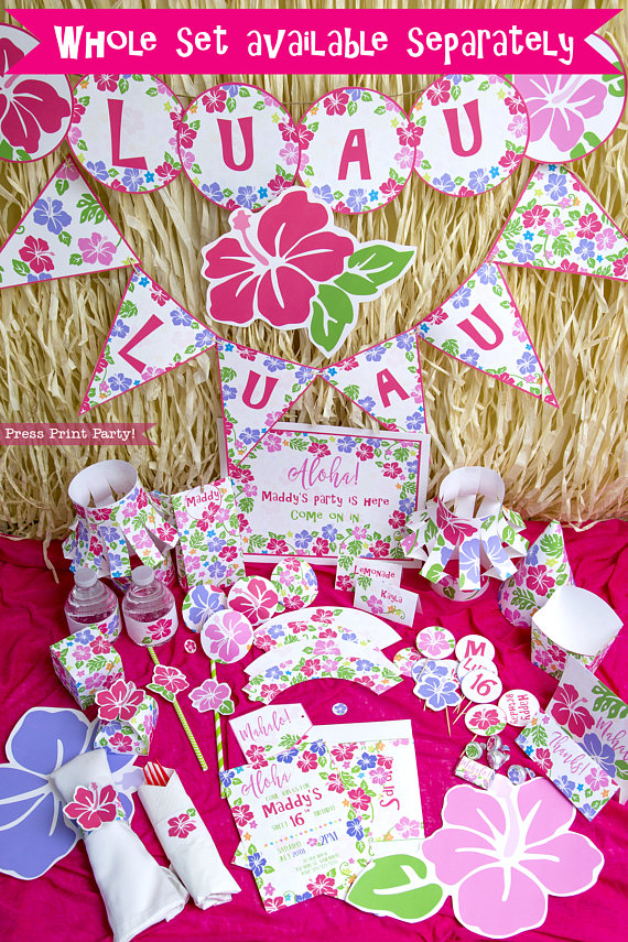 Luau Party Banner Printable Press Print Party Luau Party Banner Printable Press Print Party