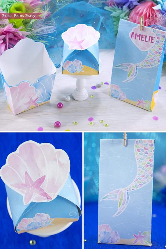 Mermaid Birthday Party Printable Set, Watercolor - Image 6