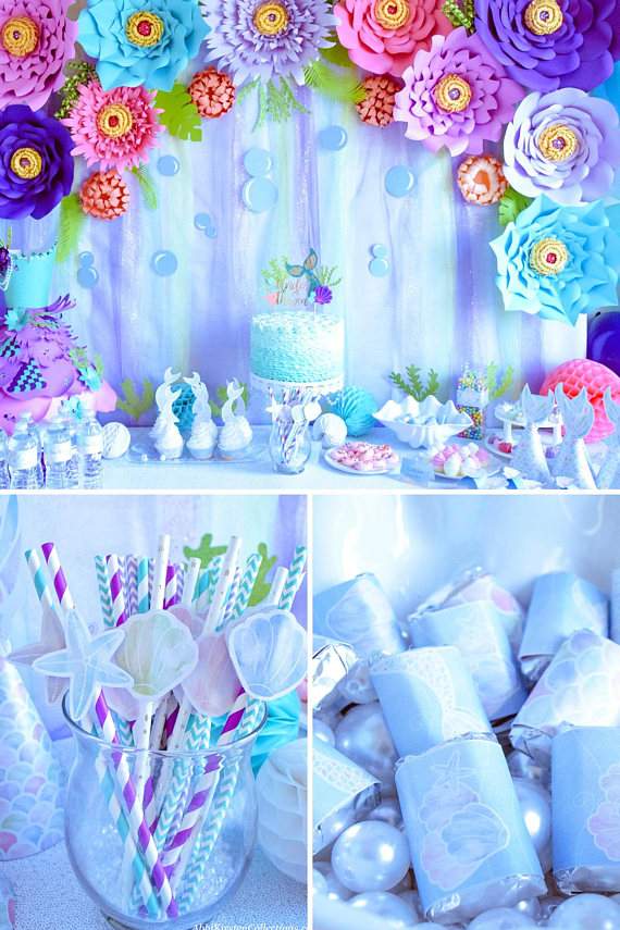 Mermaid Birthday Party Printable Set, Watercolor - Image 9