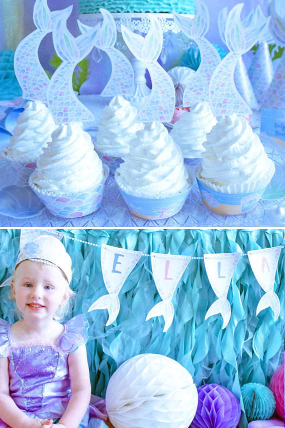 Mermaid Birthday Party Printable Set, Watercolor - Image 10