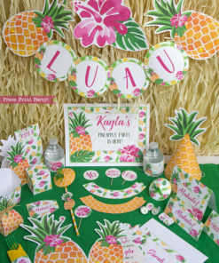 Pineapple Party Cupcake Toppers &amp; Wrappers - Press Print Party