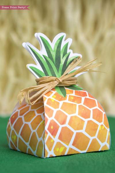 pineapple favor box luau printable press print party