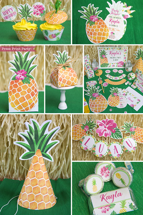 Pineapple Party Decorations Printable Set Luau