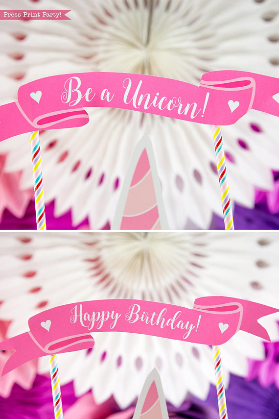 unicorn birthday party printable set press print party