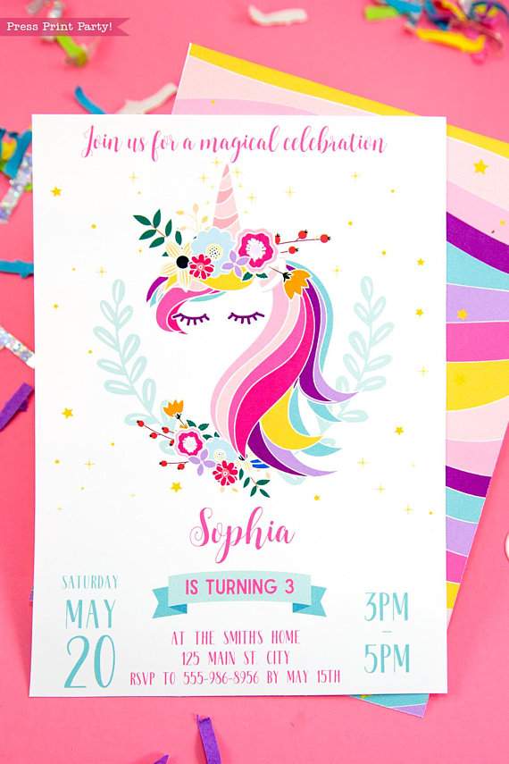 Unicorn Invitation Printable Press Party !