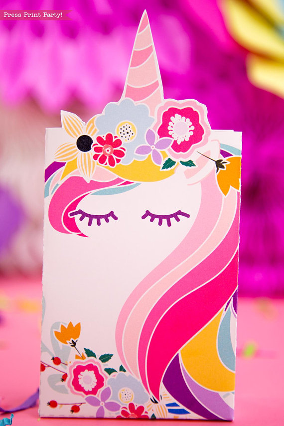 Unicorn Party Favor Box Printable - Press Print Party !