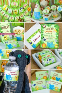 Jungle Safari Theme Birthday Decorations, Let's Get Wild, Safari Birthday Printables, Jungle Birthday, For Boys and girls, INSTANT DOWNLOAD press print party