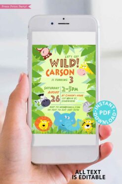 Jungle Safari Theme Birthday Invitation Printable, Safari Invitation, Zoo Birthday, Jungle Birthday Invite, Zoo Invite, INSTANT DOWNLOAD press print party