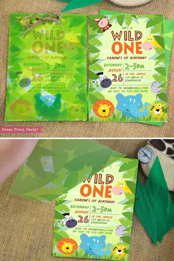 Wild ONE Birthday Invitation Printable, First Birthday Invitation, Safari Theme, Jungle Party, Wild One Invitation, INSTANT DOWNLOAD press print party