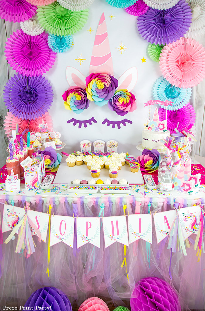 DIY Unicorn Backdrop Decorations w. Printables - Press Print Party!