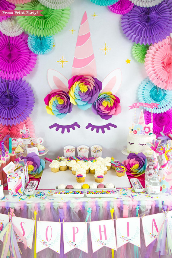 unicorn backdrop printables unicorn party decor rainbow. Press Print Party!