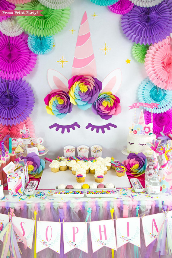 Unicorn Birthday Party Decorations Unicorn Party Decor Instantly Download  and Edit at Home With Adobe Reader 