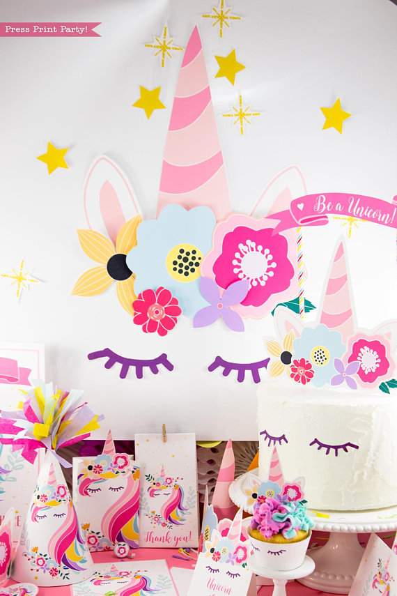 Unicorn Backdrop Printable, Unicorn Horn - Image 2