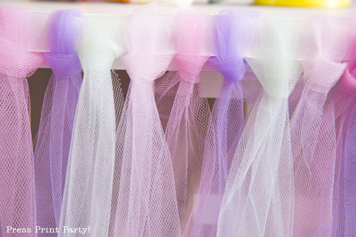 Close up of Tulle skirt at the edge of table