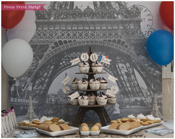 Paris themed inspired treats bundle for candy table. Eiffel tower