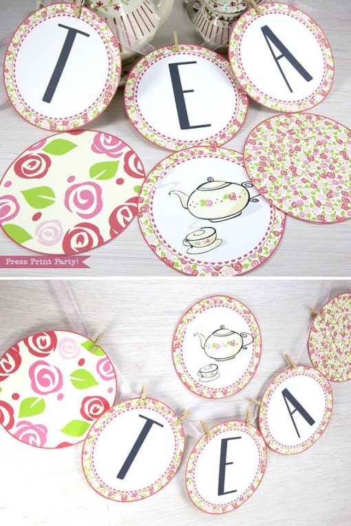 Tea Party Banner Printable, Tea Party Bunting