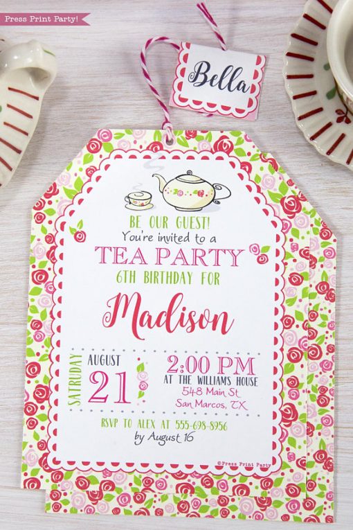 Tea Party Baby Shower Invitation Printables, A Baby is Brewing