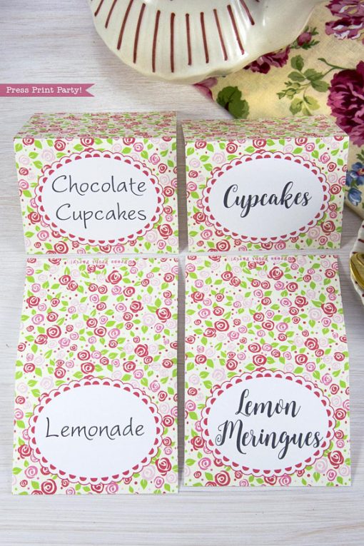 tea party place card printables By Press Print Party!