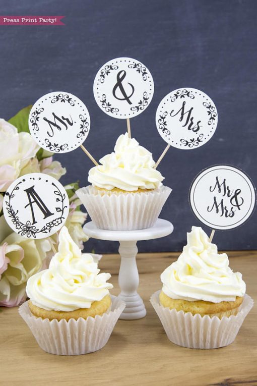 mr and mrs cupcake toppers