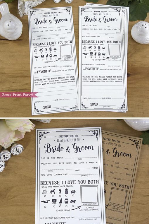 wedding mad libs advice cards with funny answers