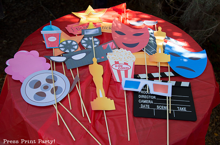 Movie Night photo booth props - Printables by Press Print Party!