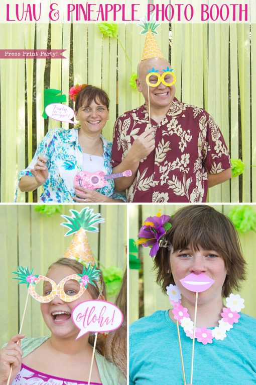 25 pineapple, luau, and flamingo photo booth props