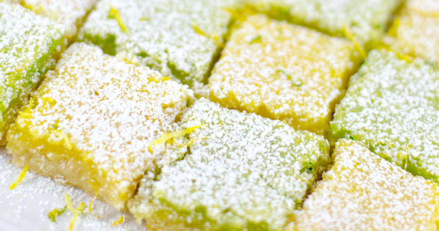 Lemon and lime squares close up