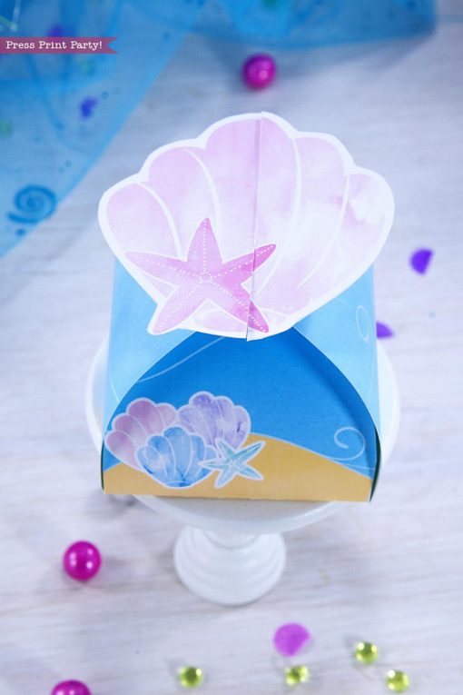 mermaid favor box printable by Press Print Party!