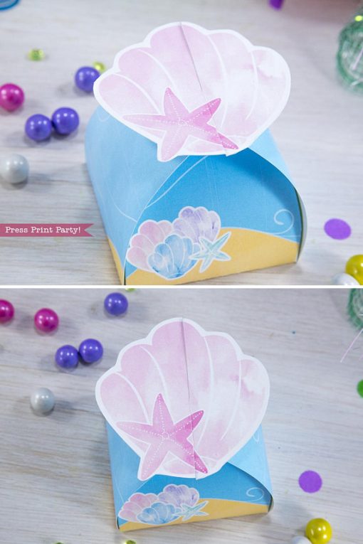 mermaid favor box printable by Press Print Party!