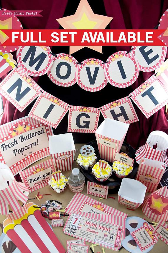 Movie Night Photo Booth Props (Hollywood Props) Printables by Press Print Party!
