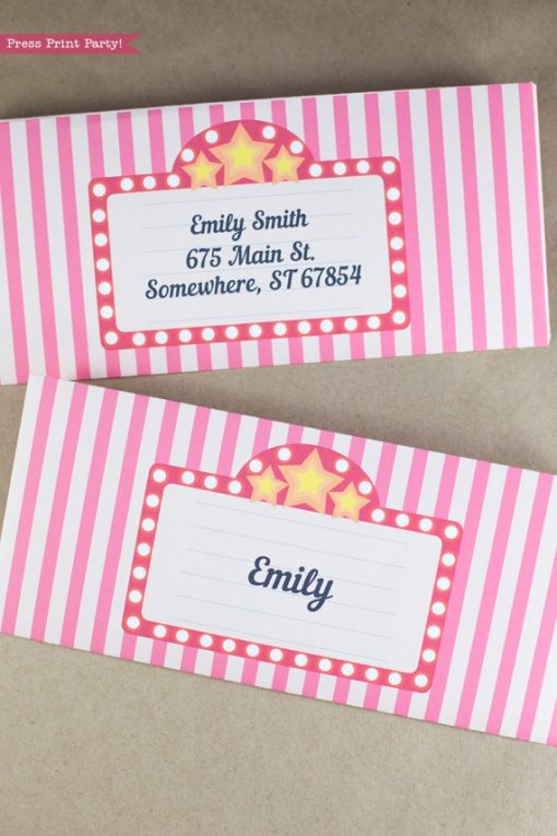 movie night invitation envelope printables w address labels