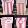 2 Popcorn box printables. vintage look w red and white stripes.