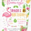 flamingo invitation for tropical birthday party - Press PrintParty instant digital download