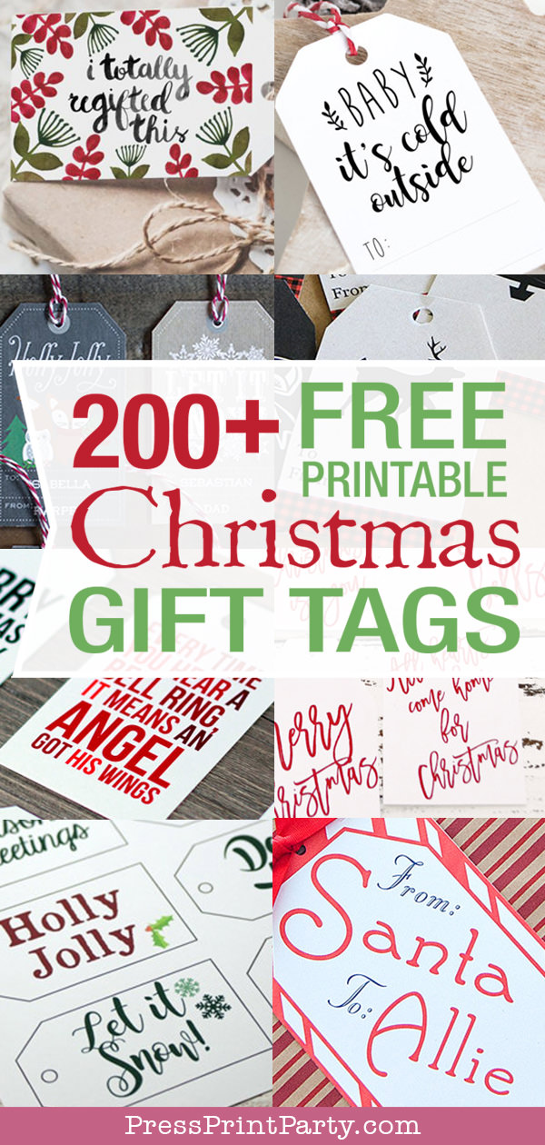 200+ Free Printable Christmas Gift Tags- Press Print Party!