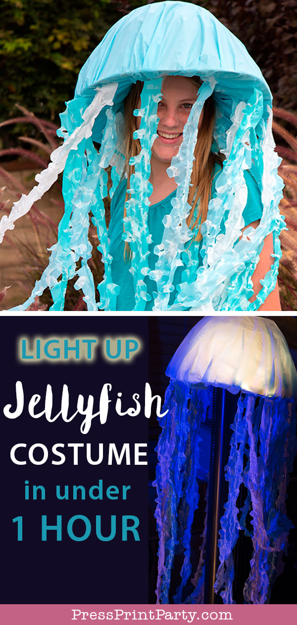 easy Light up Jellyfish Costume DIY - jelly fish costume halloween. under the sea costume. outfit. Press Print Party!