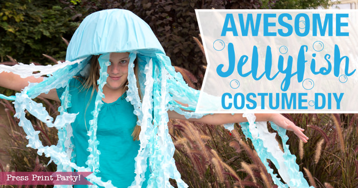 Awesome Jellyfish Costume DIY for Halloween - under the sea halloween costume ideas - jellyfish hat - led light up costume -Press Print Party!