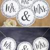 Rustic Wedding banner mr and mrs - Rustic Leaf Design- Press Print Party!