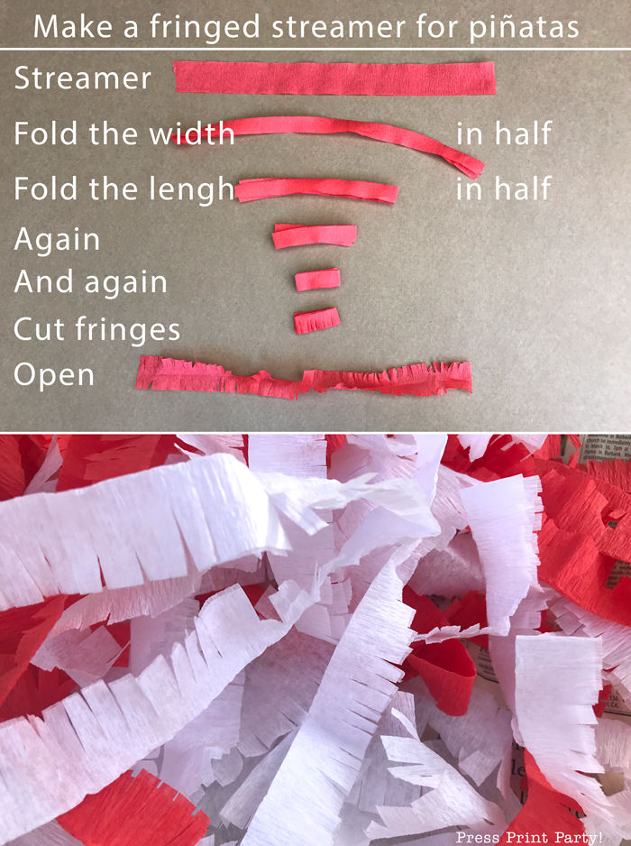 How to make fringed streamers for pinatas - Press Print Party!