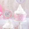 Winder ONEderland Printable girl birthday party cupcake wrappers and toppers pink and silver snowflakes - Press Print Party!