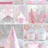 Winder ONEderland Printable birthday party decorations, invitation, favor box, cupcake wrappers, bottle wrappers, in pink and silver snowflakes - Press Print Party!