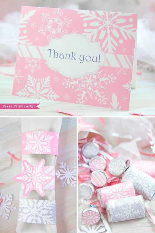 Winter ONEderland Party Printable Set, Pink and Silver Snowflakes - Press  Print Party!