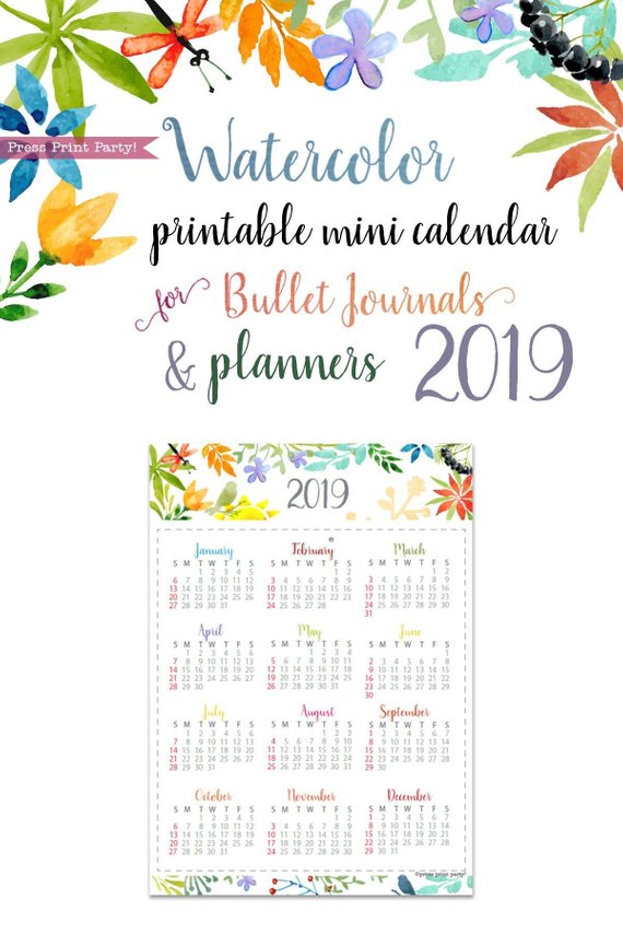 2019-mini-calendar-printable-watercolor-design-press-print-party