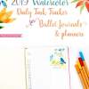 2019 Task Tracker Printable, habit tracker, goal setting, Watercolor Design, Press Print Party!