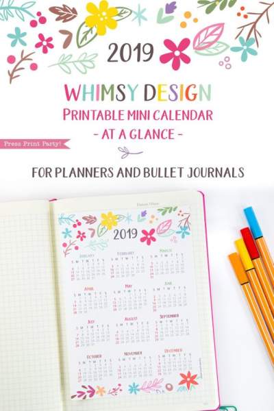 3 beautiful printable calendars 2019 for bullet journals press free mini calendar 2019
